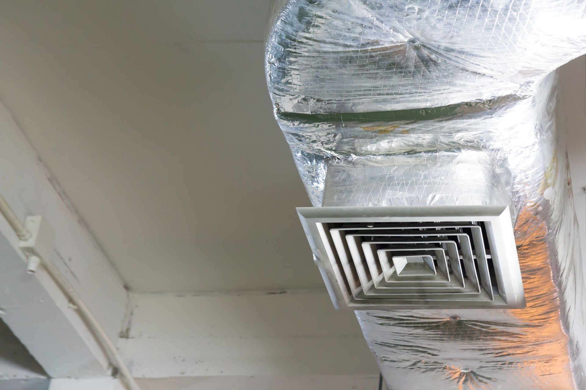 metal grill of air duct system